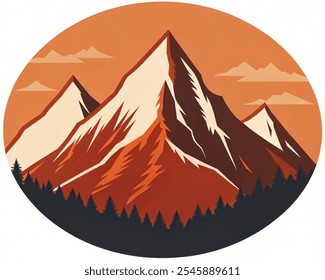 Mountain illustration, outdoor adventure . Vector graphic for t shirt and other uses. isolated on white background. 