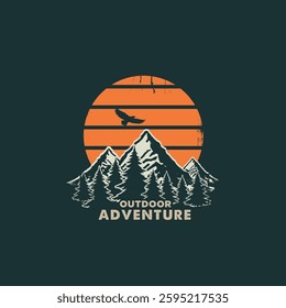 Mountain illustration, outdoor adventure . Vector graphic for t shirt and other uses