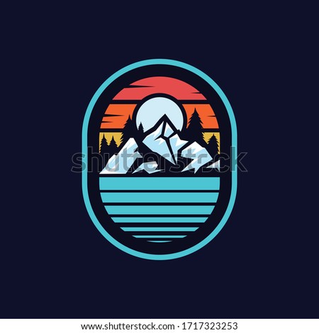 Mountain illustration, outdoor adventure. Vector graphic for t-shirts and other uses.