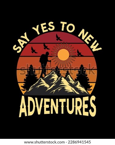 Mountain illustration, outdoor adventure . Vector graphic for t shirt and other uses. 