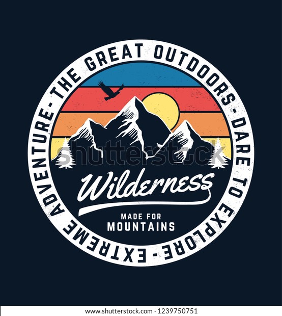 Mountain Illustration Outdoor Adventure Vector Graphic Stock