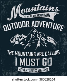 Mountain illustration, Outdoor adventure . Vectors for t shirt