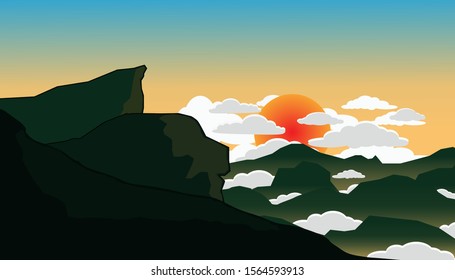 Mountain illustration Phucheefah thai land