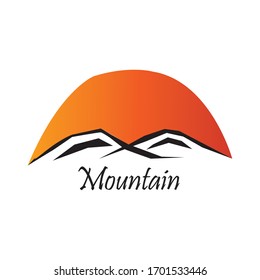 mountain illustration of simple line sun background vector design