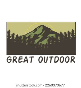Mountain illustration. suitable design for your t-shirt, sticker, etc. A mountain surrounded by trees. Great Outdoor 