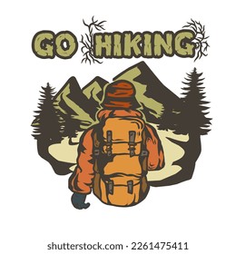 ilustración de montaña. Adecuado para el diseño de ropa, pegatinas, etc.
Ir de senderismo - escalador.