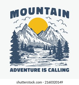 mountain illustration for t shirt or print