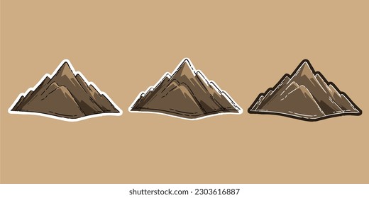 Gebirgsgrafik-Vektorgrafik. handgezeichneter Berg. Festungssymbol