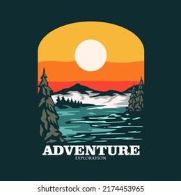 Mountain illustration vector. Outdoor adventure logo design. Vector graphic for t shirt and other uses.