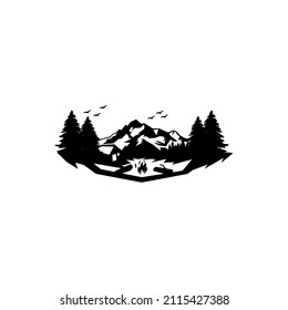 vector de ilustración de montaña para sugerencia logo comunidad al aire libre