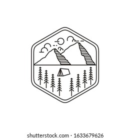Mountain illustration vintage outdoors landscape Vector logo design template