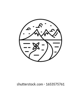 Mountain illustration vintage outdoors landscape Vector logo design template