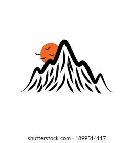  Mountain illustration vintage outdoors landscape Vector logo design template