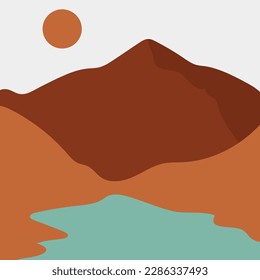 Mountain illustration wall art to decorate the minimalist and simple style wall