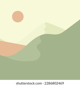 Mountain illustration wall art to decorate the minimalist and simple style wall