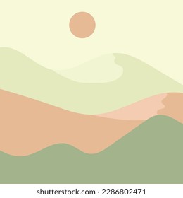 Mountain illustration wall art to decorate the minimalist and simple style wall
