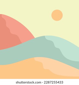 Mountain illustration wall art to decorate the minimalist and simple style wall