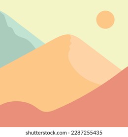 Mountain illustration wall art to decorate the minimalist and simple style wall