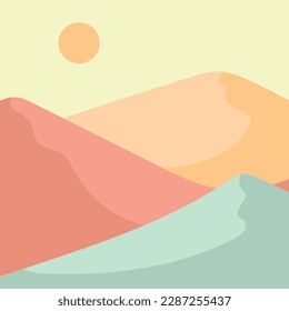 Mountain illustration wall art to decorate the minimalist and simple style wall