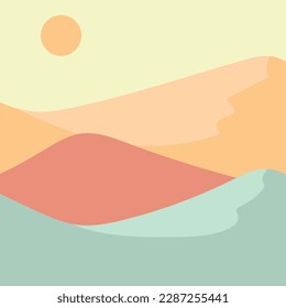 Mountain illustration wall art to decorate the minimalist and simple style wall