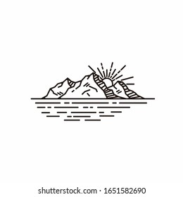 Mountain Illustrations Flat Simple Line Art