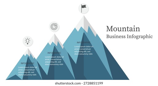 Mountain infographic template, vector illustration. route to success. leadership and motivation. Iceberg infographic template for business.  vector illustration flat design. 