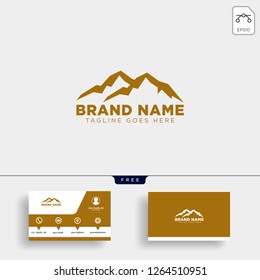 mountain initial M logo template vector illustration and business card design