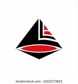 Mountain and inverted cone abstract illustration logo design with letter L E..