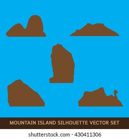 Mountain island silhouette vector illustrator set