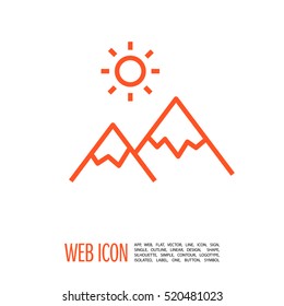 mountain isolated minimal icon. top graph line vector icon for websites and mobile minimalistic flat design.