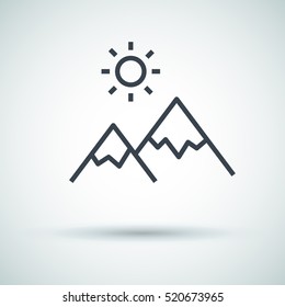 mountain isolated minimal icon. top graph line vector icon for websites and mobile minimalistic flat design.