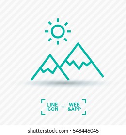 mountain isolated minimal icon. top graph line vector icon for websites and mobile minimalistic flat design.