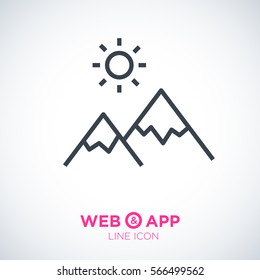 mountain isolated minimal icon. top graph line vector icon for websites and mobile minimalistic flat design.