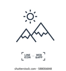 mountain isolated minimal icon. top graph line vector icon for websites and mobile minimalistic flat design.