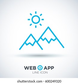 mountain isolated minimal icon. top graph line vector icon for websites and mobile minimalistic flat design.