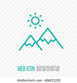 mountain isolated minimal icon. top graph line vector icon for websites and mobile minimalistic flat design.