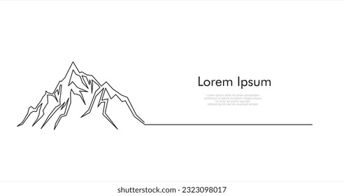 Mountain isolated on white background. Continuous line drawing. Hill single line art drawing, one line drawing.