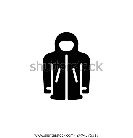 Mountain jacket icon. Flat silhouette version.