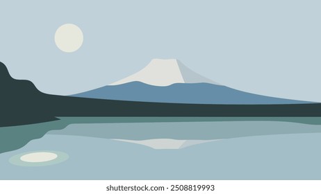 Montanha Japão Vetor Ilustração com Monte Fuji Fundo em um Design de Estilo Plano, papel de parede de luxo japão, relaxar fundo, banner, abstrato