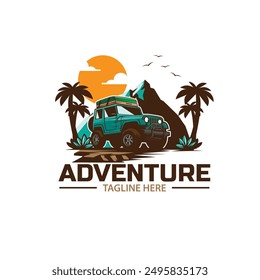 mountain jeep adventure design illustration