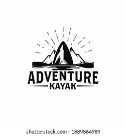 Mountain Kayak Adventure Logo Design Vector