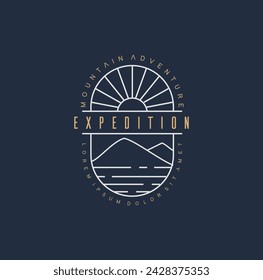 Mountain Labels And Design Element Logo Template Line Art