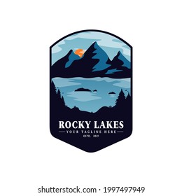 Mountain labels. hiking emblems, Likes, mountains emblem badges and outdoors hill travel label Vector
