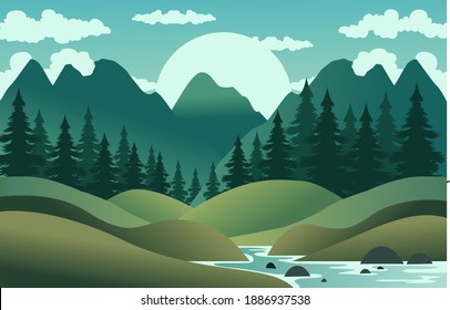 paisaje de bosques de lagos montañosos