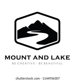 Mountain, Lake and Hill Hipster Adventure Traveling logo design inspiration Vector