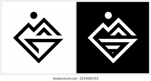 mountain lake home logo design icon symbol illustration vector eps 10.