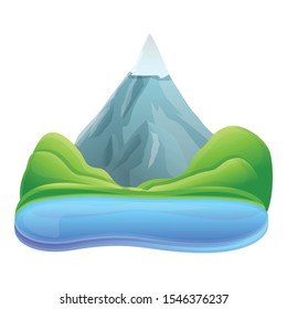 Mountain lake icon. Cartoon of mountain lake vector icon for web design isolated on white background