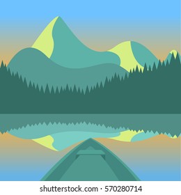 Mountain lake landscape (flat design).