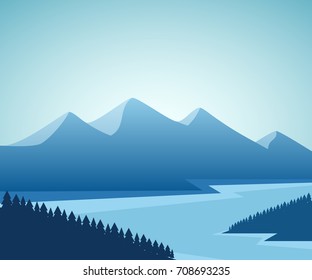 Mountain Lake Landscape Graphic Design Vector Stock Vector (Royalty ...