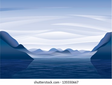 Mountain lake landscape - Vector wallpaper